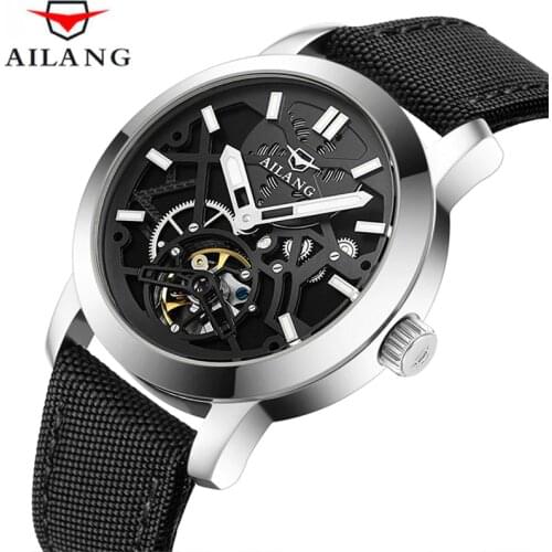 2019 AILANG Swim Men Hollow Automatic Mechanical Watches Tourbillon Fashion Business Waterproof 50M Watch Relogio Masculino