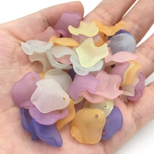 15*16mm Acrylic Petal Flower Beads for Jewelry DIY Making Translucent Dull Polish Beads Handmade Craft Accessories
