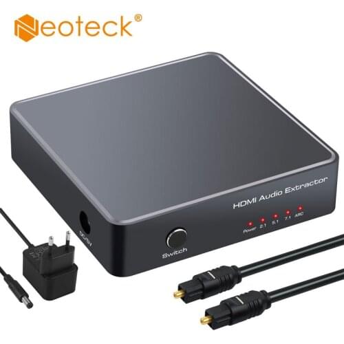 Neoteck 4K HDMI Audio Extractor HDMI to HDMI Optical TOSLINK SPDIF 3.5mm Analog Stereo Audio Converter HDMI Splitter Adapter