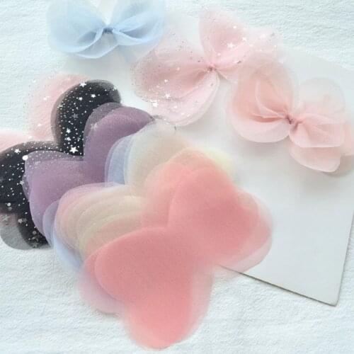 Beautiful 8*12cm 50Pcs / Set Handmade Hair Bowknot DIY Hairbow Headband Gauze Fabric Accessories DIY Craft Supplies