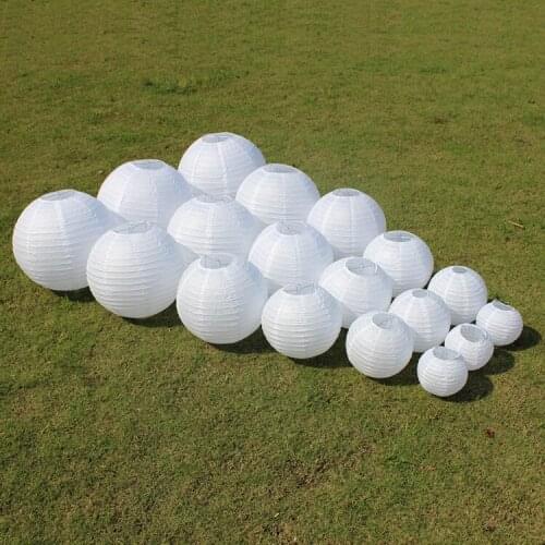 White Chinese Round Paper Lantern Wedding Engagement Decoration Baby Shower Birthday Party Supplies 10-40cm 4-16 inch Paper Ball