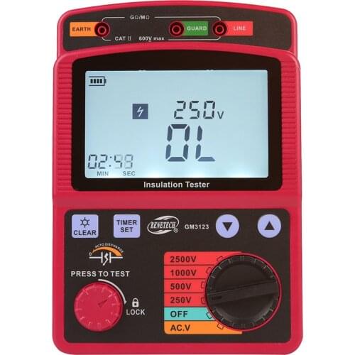 GM3123 Digital Insulation Resistance Tester 2500V 100Gohm