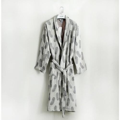 Feather Gauze Robe 100% Cotton Robe Bath Robe For Men And Women Soft highly absorbent Robe Females Ventilation Casual Home Wear