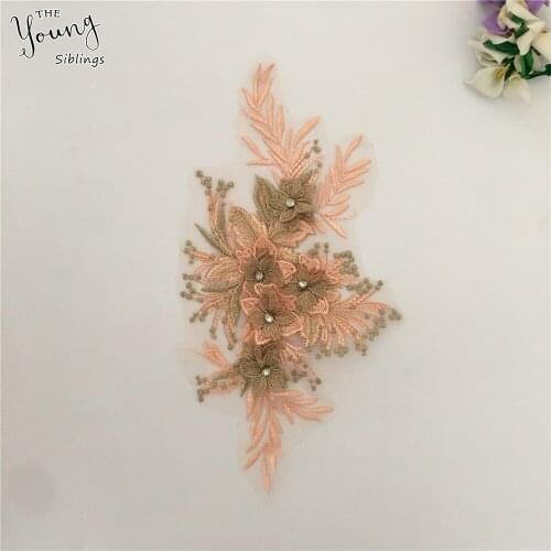 New arrive 3D Embroidery Applique Lace collar DIY Rhinestone Trim Sewing Neckline Fabric Clothing Accessories Craft supplies