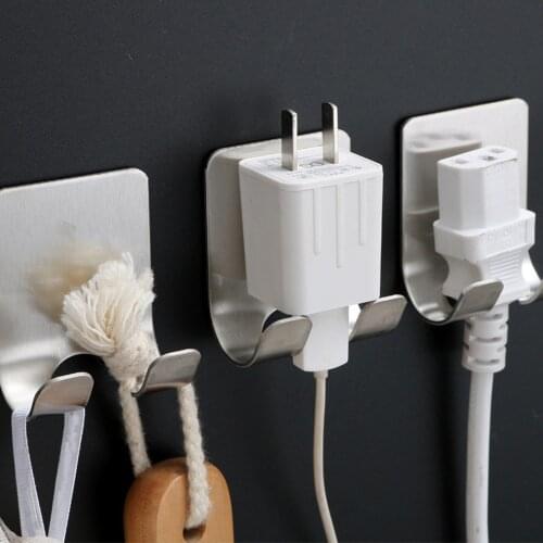 Hook Power Cord Storage Shower Steel Self-adhesive Bracket, Waterproof Bathroom Wall Hook Household Storage Wall Hook Bathroom