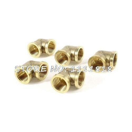 5pcs 90 Degree Elbow 1/2"PT to 1/2"PT F/F Brass Pipe Fitting Adapter Coupling