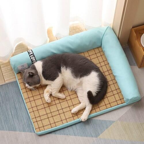 Summer Cat Bed House Rattan Mat Dog Bed Kennel Dog House Sofa Cushion Dog Rug Cat House Pet Bed Cat Rug Cat Bed Cama Para Gato
