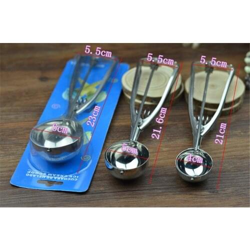 Ice Cream Scoop 4,5,6cm Stainless Steel With Trigger Cookie Scoop Spoon Frozen Cooking Tools Ice Cream Decorating Tool 2