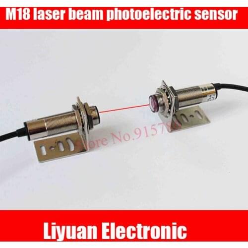 M18 laser beam photoelectric sensor / 640-650 NM visible red NPN laser sensor 0-30 m / DC6-36V photoelectric switch