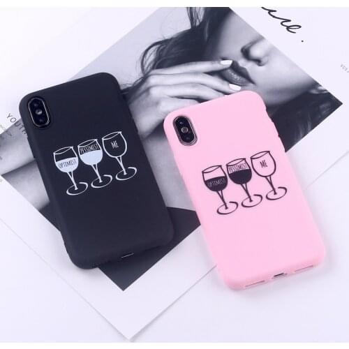 Cute Cactus Half Wine Positive Pink Girl Memes Soft Silicone Candy Case Coque For iPhone 11 12Pro 6 8 8Plus X XS Max 7 7Plus