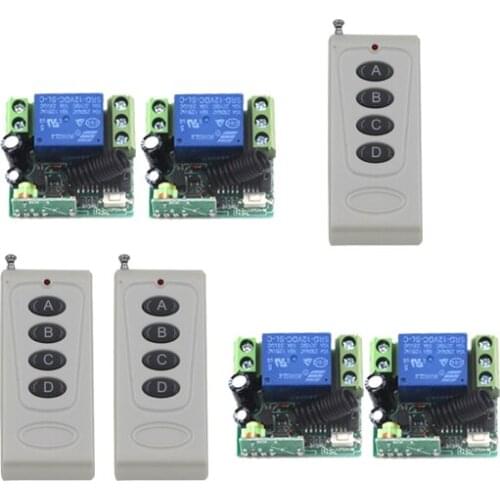 MITI-Plastic Cover Case Relay DC 12V 10A 1CH RF Remote Control Switch with 3pcs White 4-Button Controller SKU: 5391