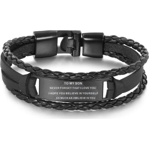 Multi-Layer Hand-Made Braided Leather Bracelets for Men Customized DIY Bracelet Fashion Personalize Male Jewelry