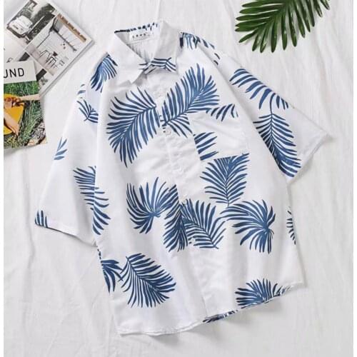 Fashionable Men Attractive Shirt 5 Colors Single Breasted Half Sleeve Printed Hawaiian Summer Short Sleeve Top for Daily Use