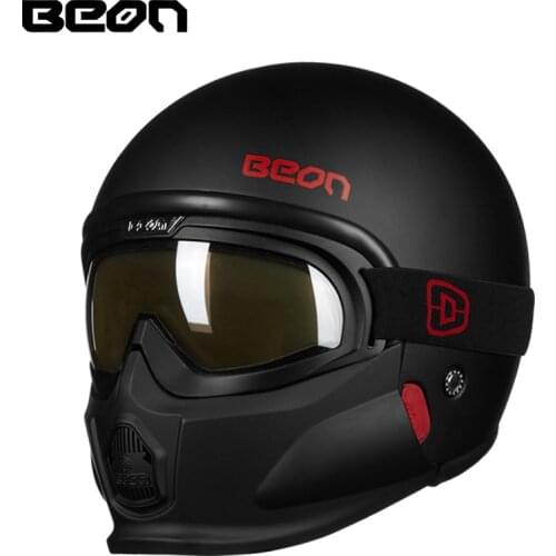 BEON B-703 vintage modular motorcycle helmet men women retro 3/4 open face helmets Moto Casque Casco with chin google Assemable