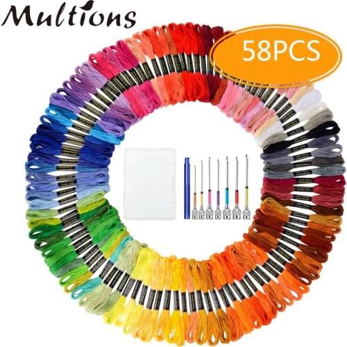 Cross Stitch Thread Kits 50 Colors Embroidery Thread Floss&Embroidery Punch Needle With Box DIY Handmaking Sewing Accessories