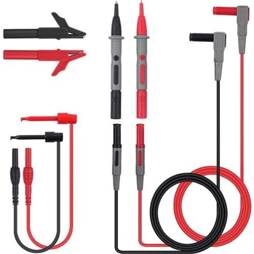 QHTITEC Silicone Electrician Test Multimeter Leads Kit Alligator Clips and Needle Probe for Multimeter Electronic Clamp Meter