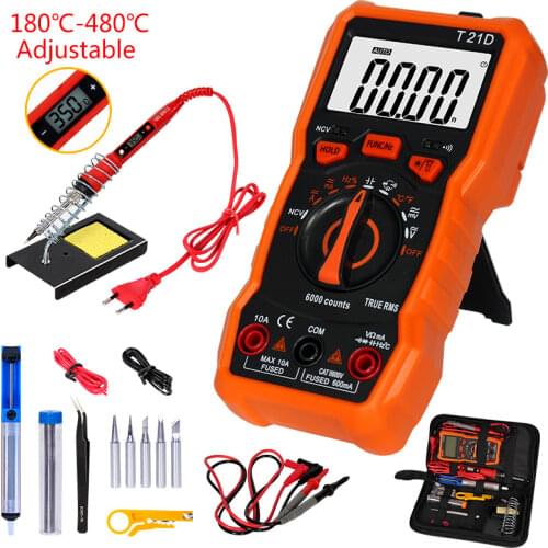 Soldering iron kits 80W 220V Adjustable Temperature Digital Multimeter Auto RangingLCD solder iron tips rework Welding Tool Kits