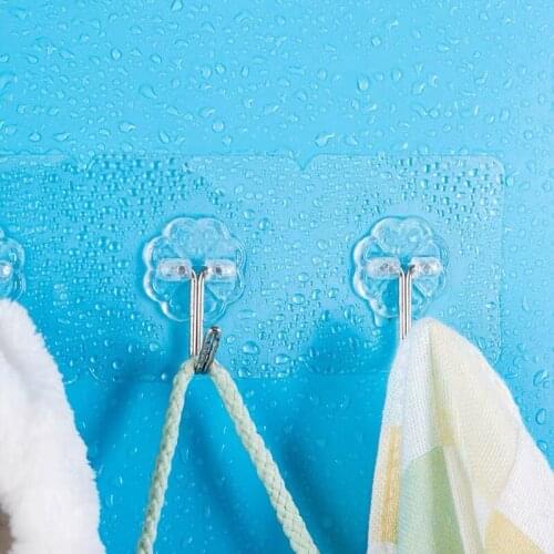 10pcs Household Seamless Hook Wall Sticker Suction Cup Heavy Object Bathroom Shelf Transparent Bathroom Kitchen Household Goods