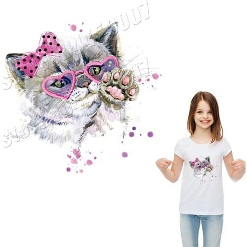 Iron-On Transfers DIY Cute Cat Patches For T-Shirt Dresses Sweater Washable Clothing Stickers Patches
