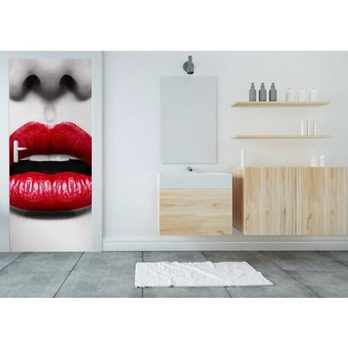 3D Sexy Lip Wall Art Door Mural Wallpaper mural Wall Print Decal Wall Deco Wall Mural Photo self adhesive door wrap