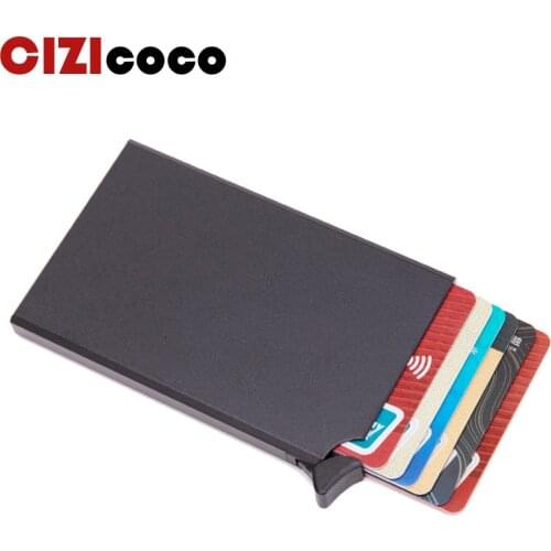 New Metal Men Card holder Rfid Blocking Credit Card Holder Mini Slim Wallet Automatic Pop up Card Case Protector