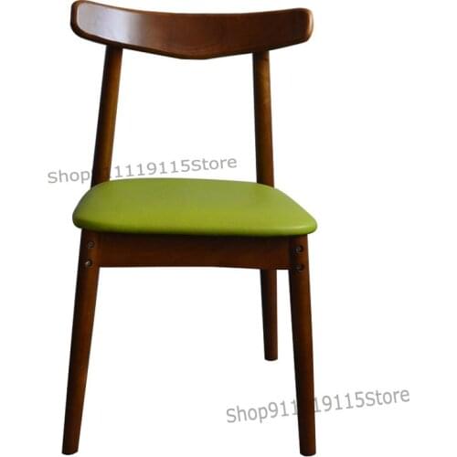 Solid Wood Dining Chair Household Solid Wood Nordic Back Chair Modern Simple Desk Chair Restaurant Leisure Chair Horn Chair