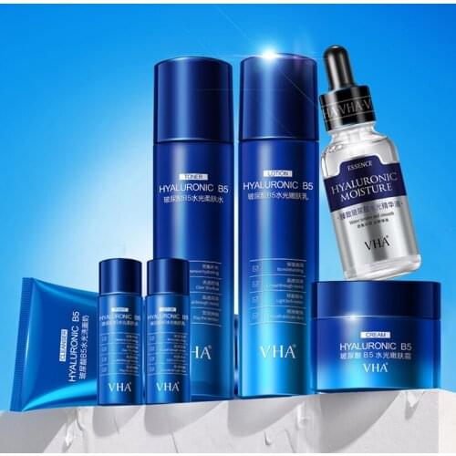 Skin Rejuvenation Hydrating Shrink Pores Water Light Face Care 7 Piece Set Hyaluronic Acid B5 Refresh Moisturizing Soften