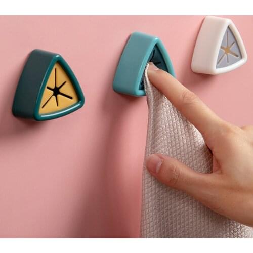 Organizer Creative Towel Holder Rack Adhesive One-way Triangular Towel Sucker No Drilling For Kitchen Home Tuck To Hang Towel