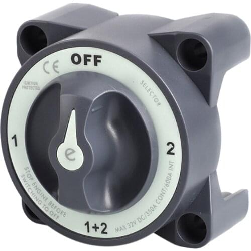 Disconnect Rotary Switch 4 Position 32V 350 Amp E-Series Waterproof Dual Battery Isolator ON/OFF Switch
