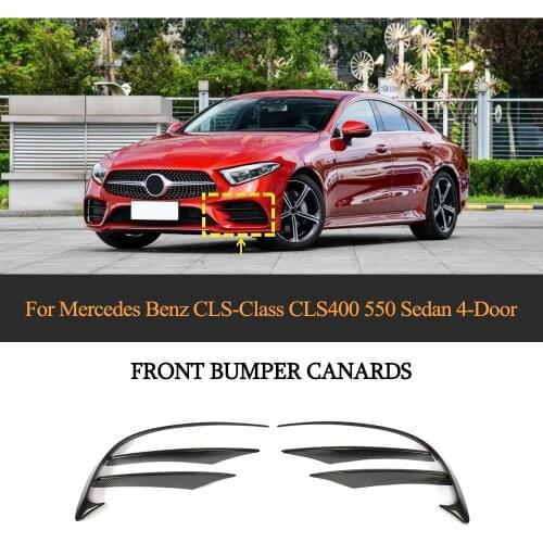 Car Front Bumper Fog Lamp Covers Trim for Mercedes-Benz CLS Class CLS63 AMG CLS400 Sport 2019 Front Canards Fins Carbon Fiber