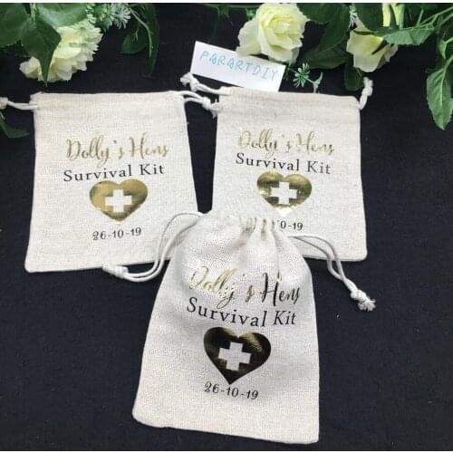 Personalized wedding Hens Survival Kit Bachelorette Party Favor Bags/custom birthday bridal shower party favor gifts packs bag
