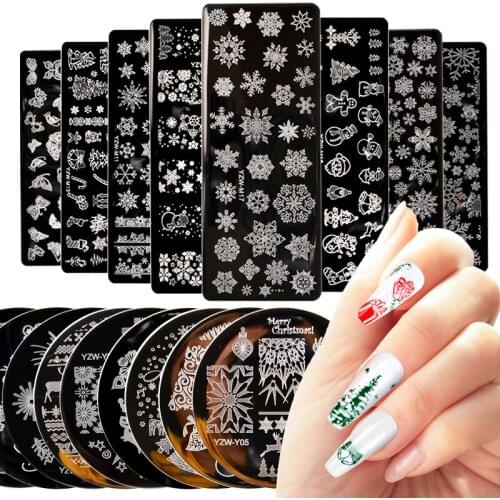 Christmas Nail Art Printing Stamping Templates Stainless Steel Snowflake Pictures Print Plates Geometric Stamp Stencil