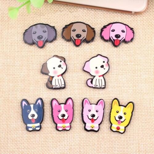Flatback Planar Resin Cabochon Patch 10pcs Colorful Cute Kawaii Animal Dog Button Stickers Fit Girl Hair Jewelry Clip Bow Decor