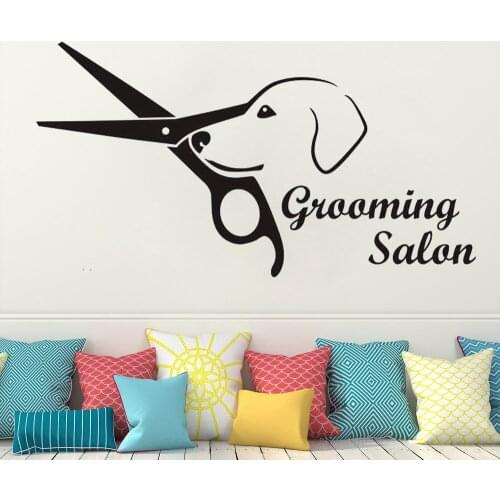 Details about Dog Grooming Pet wall Stickers Pet shop Vinyl Wall Art Decals Decor Mural waterproof Removable Decals HQ044