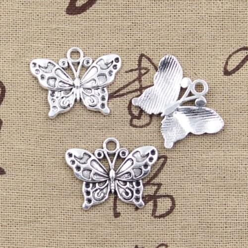 10pcs Charms Butterfly 20x25mm Antique Tibetan Silver Color Pendant Findings Accessories DIY Vintage Choker Handmade Jewelry