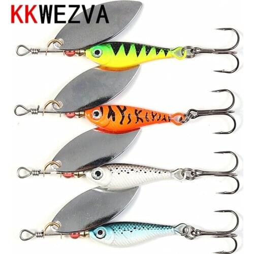 KKWEZVA 4pcs Spinner Bait 8.5/15g Spinners Ice Fishing Lure Longcast Artificial Bait Metal Spoon isca Artificial Bait spoon
