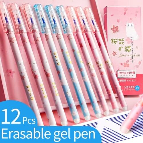 Erasable pen student crystal blue water pen core 0.5mm full needle tube student special gel pen children set school stationery
