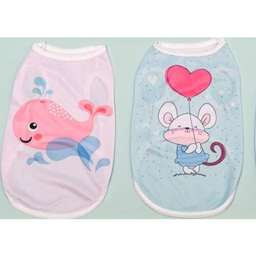 Pets Thin Vest Dog Cats Summer Vest Sleeceless Tops Elastic Pet Tops Breathable Fox Penguin Print Vest Dogs Puppy T-shirts Tees