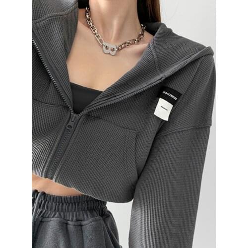 TVVOVVIN Spring/Autumn Women Fashionable New Style Loose Hooded Coat Solid Color With Pocket Street Style Zipper Hoodies 3D6I