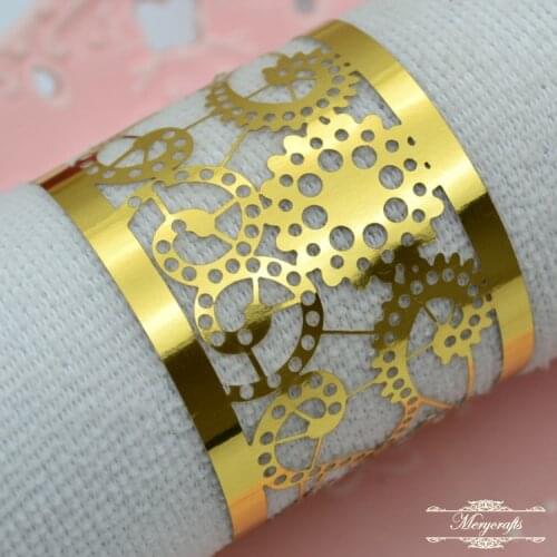 NP12 Unique high quality party decorations shiny paper wedding laser cut napkin ring