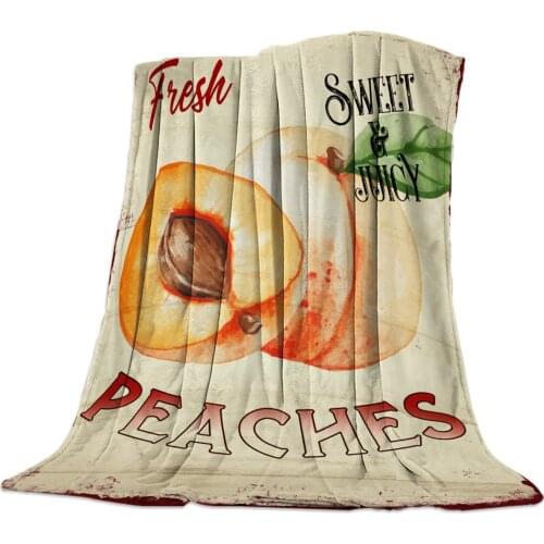 Fresh Peaches Vintage Wood Grain Throw Blanket Portable Soft Sofa Blanket Warm Microfiber Flannel Blankets for Beds