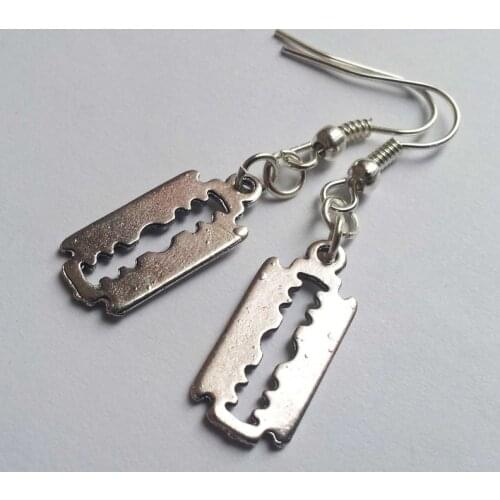 Razor Blade Earrings , Gothic, silver color, Emo Jewellery , Goth , Punk , Kitsch , Handmade Jewellery , Handmade