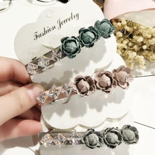 Small fresh pearls Hair Barrette Hair Clip spring clip Hairpin Girls Shining flowers Hair Accessories Women Headdress Wholesale