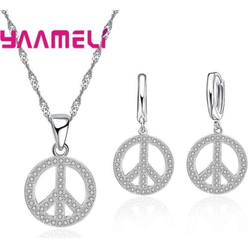 YAAMEL New Fashion Hollow Round 925 Sterling Silver Necklace Earrings Set For Women Female Party Jewelry High Quality Wholesale