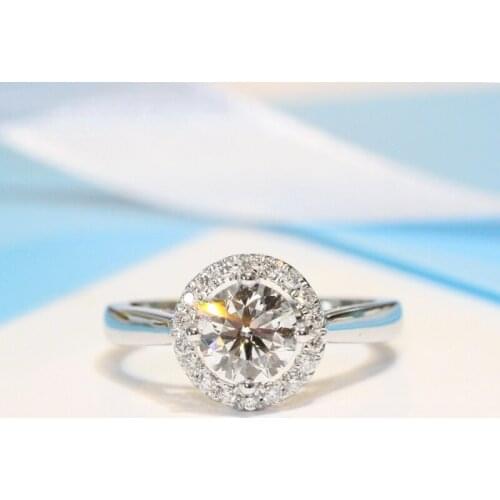 Diamonds Ring Solid 14K White Gold Fine Jewelry 0.4ct VS1 G Natural Diamonds Engagement Wedding Ring for Women