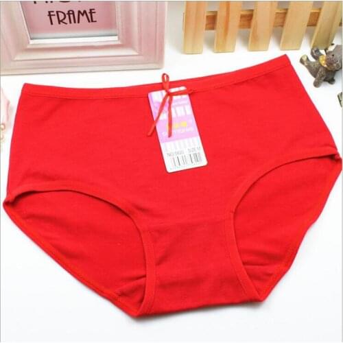 Middle waist L-3XL lady underwear cotton new bow knot pale blue apricot yellow shrimp color