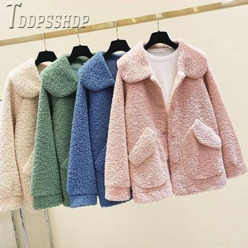 2019 Thick Imitation Lambswool Women Coat Autumn Winter New Korean Loose Female Jacket