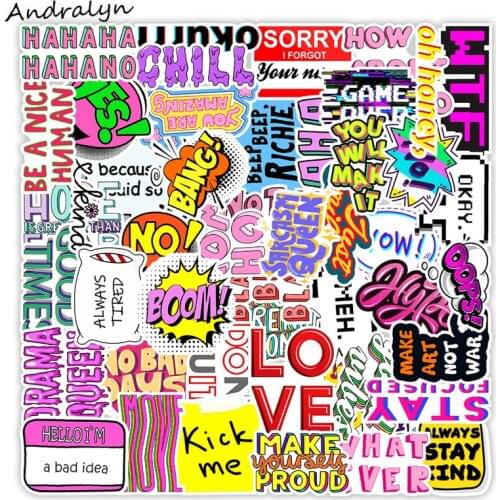 10/50Pcs Cartoon Popular Inspirational Language Stickers For Car Toys Luggage Skateboard Laptop Guitar Phone Photo Pegatinas