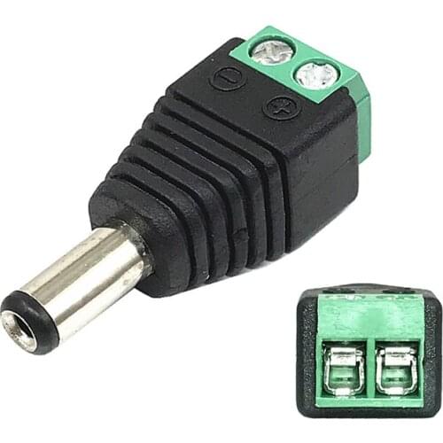 10Pcs 12V 2.1 x 5.5mm DC Power Male Plug Jack Adapter Connector Plug for CCTV single color LED Light