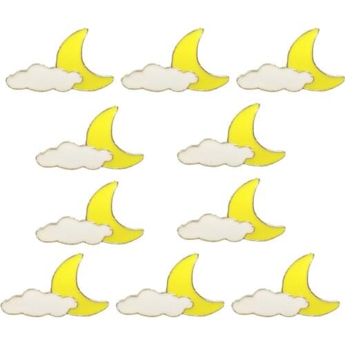 10Pcs Cartoon Shirt Brooch Vintage Moon And Clouds Enamel Pins For Backpacks Hat Clothes Jewelry Badges